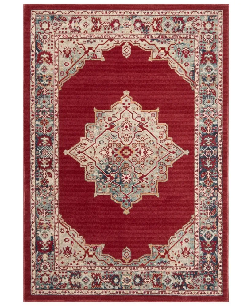 Safavieh Merlot MER312 Red and Aqua 4' x 6' Area Rug