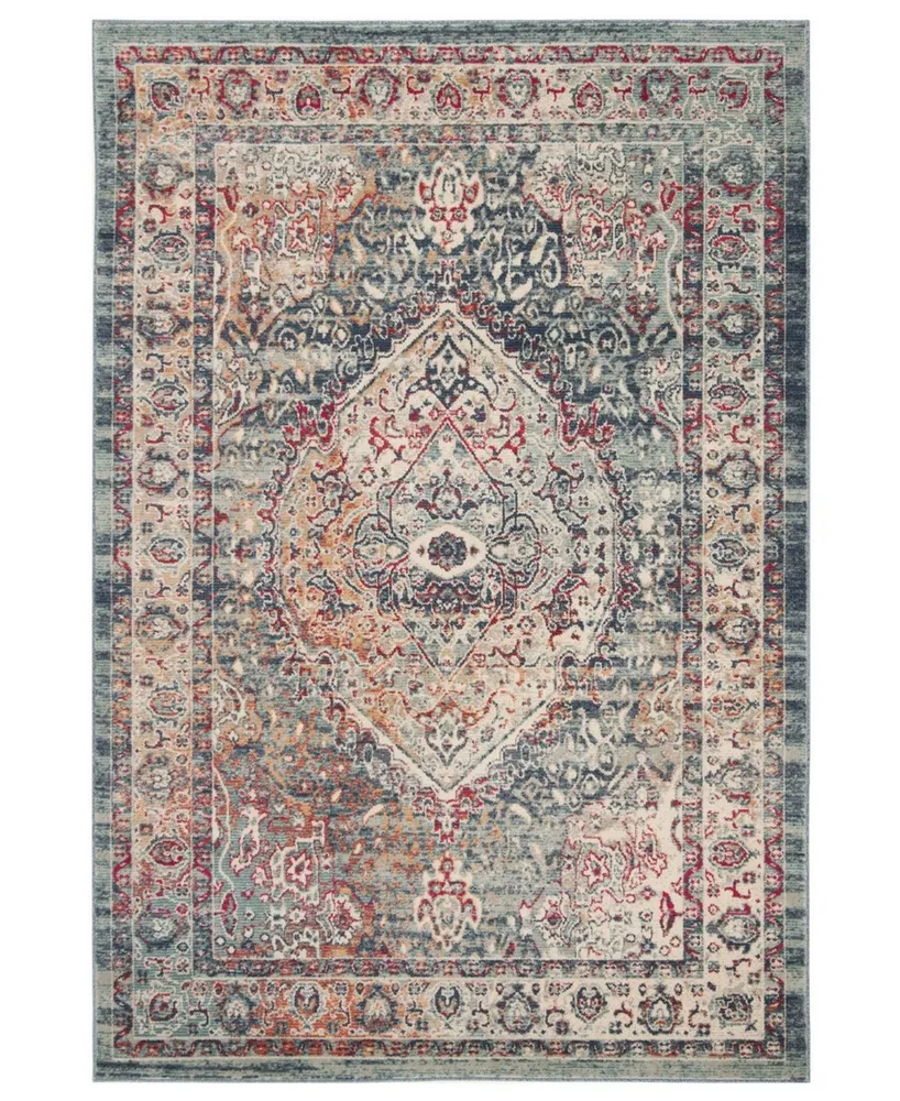 Safavieh Merlot MER314 Navy and Aqua 5'3" x 7' Area Rug