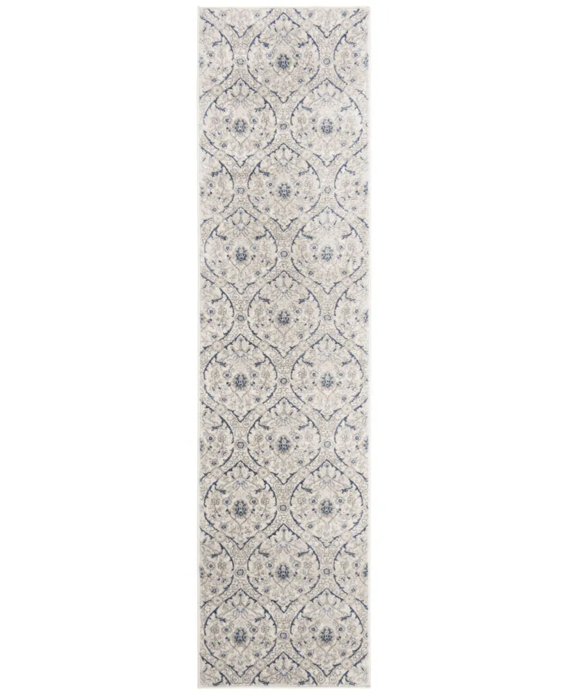 Safavieh Brentwood BNT860 Light Grey and Blue 2' x 8' Runner Area Rug