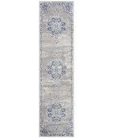 Safavieh Brentwood BNT867 Light Grey and Blue 2' x 6' Runner Area Rug