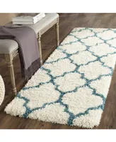 Safavieh Shag Kids SGK566 Ivory and Blue 2'3" x 9' Runner Area Rug