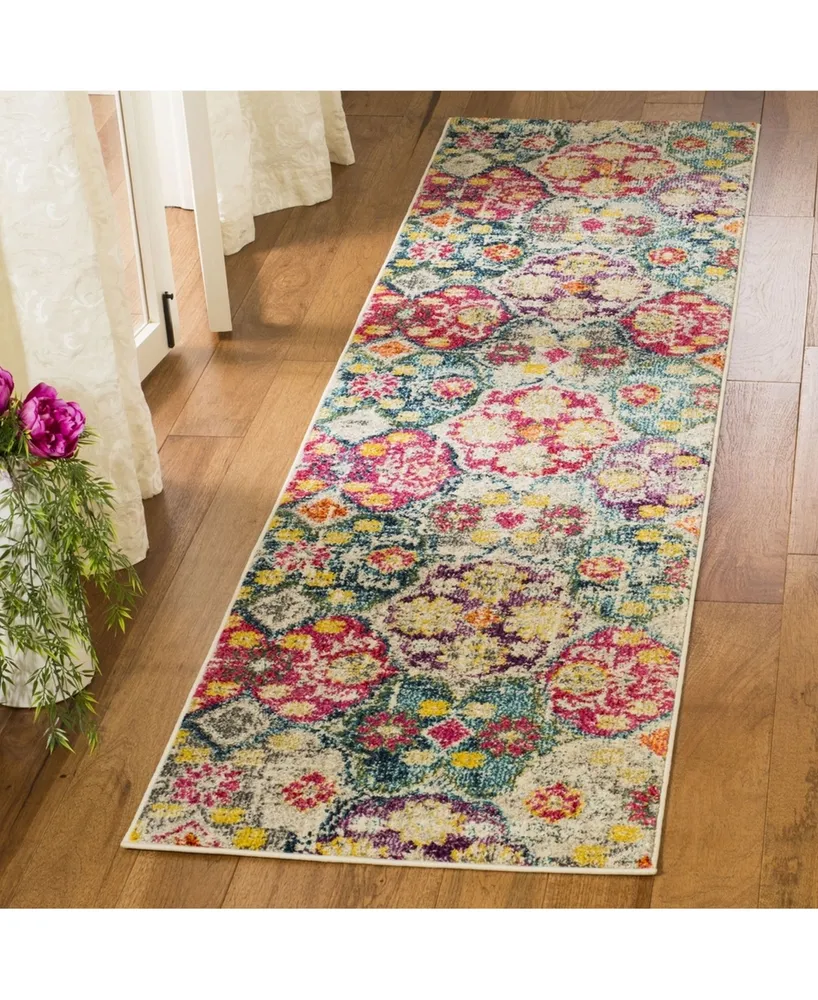 Safavieh Monaco MNC248 Grey and Fuchsia 2'2" x 8' Runner Area Rug