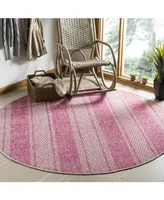 Safavieh Courtyard CY8736 Light Gray and Fuchsia 6'7" x 6'7" Sisal Weave Round Outdoor Area Rug