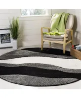 Safavieh Florida Shag SG475 Gray and Black 6'7" x 6'7" Round Area Rug