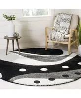 Safavieh Florida Shag SG473 Black and Ivory 6'7" x 6'7" Round Area Rug