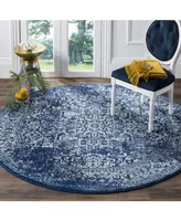 Safavieh Evoke EVK256 Navy and Ivory 6'7" x 6'7" Round Area Rug