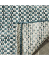 Safavieh Courtyard CY8653 Turquoise and Light Gray 5'3" x 7'7" Sisal Weave Outdoor Area Rug