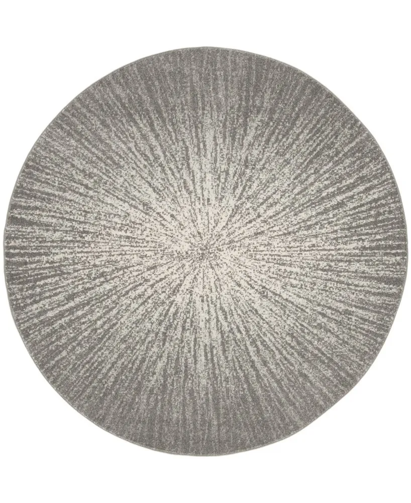 Safavieh Evoke EVK228 Dark Gray and Ivory 6'7" x 6'7" Round Area Rug