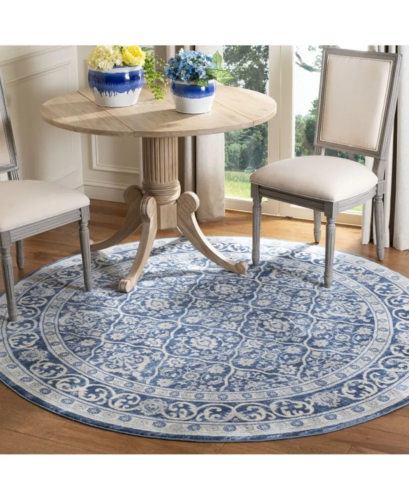 Safavieh Brentwood BNT870 Navy and Light Gray 6'7" x 6'7" Sisal Weave Round Area Rug