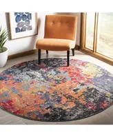 Safavieh Monaco MNC266 Blue and Orange 6'7" x 6'7" Round Area Rug