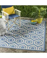 Safavieh Courtyard MSR1125 Blue and Beige 5'3" x 7'7" Outdoor Area Rug