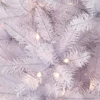 Puleo 7.5FT Pre-Lit White Pencil Franklin Fir Artificial Christmas Tree