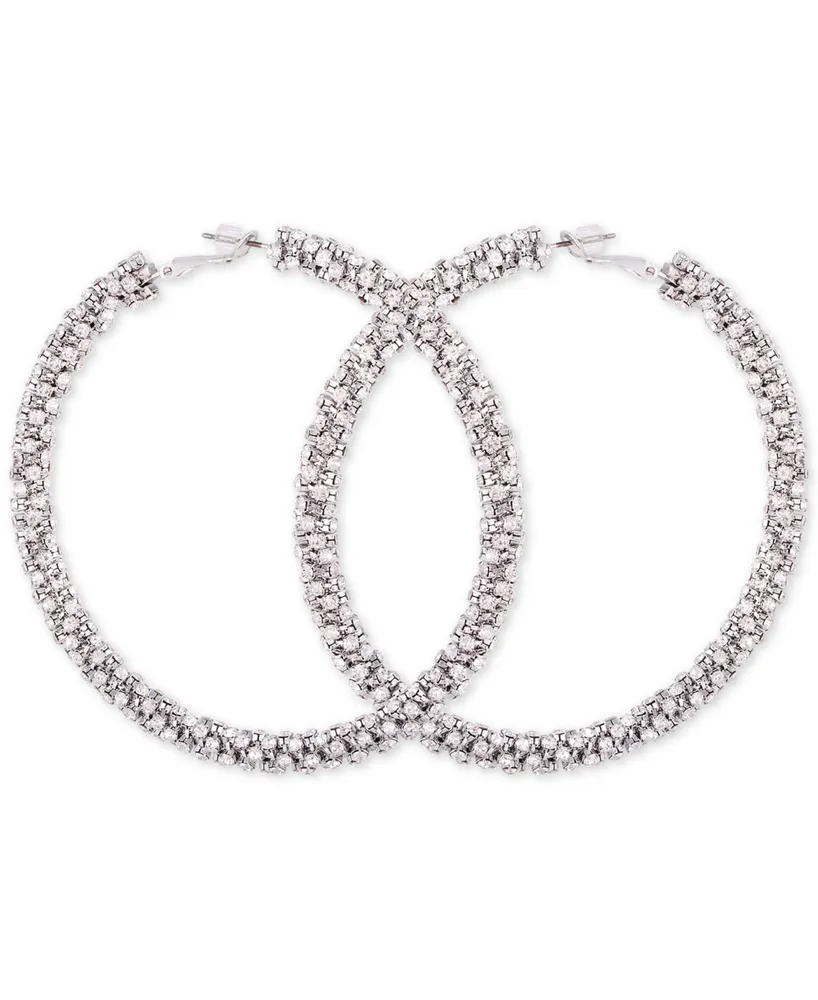 Guess Crystal Pave Large Hoop Earrings