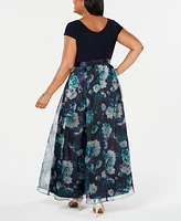 Sl Fashions Plus Size Floral-Skirt Gown