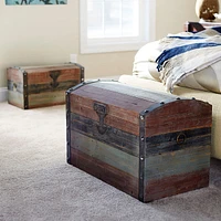 Household Essentials Set of 2 Weathered Wooden Storage Trunks