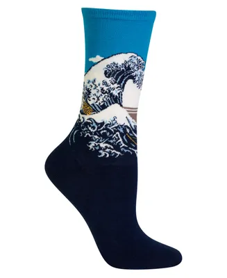 Hot Sox Women's Hokusai's Great Wave Fashion Crew Socks