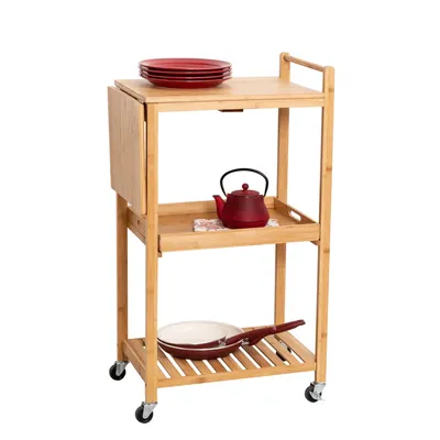 Honey Can Do 38" Bamboo Rolling Kitchen Cart