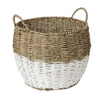 Honey Can Do Set of 3 Round Nesting Seagrass Baskets with Handles