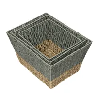 Honey Can Do Set of 3 Square Nesting Seagrass Baskets