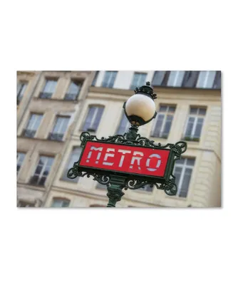 Cora Niele 'Paris Metro Signpost' Canvas Art - 24" x 16" x 2"