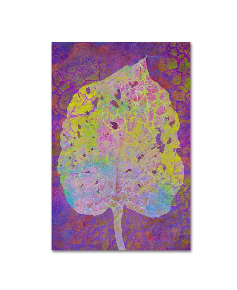 Cora Niele 'Leaf Lemon On Violet' Canvas Art - 24" x 16" x 2"