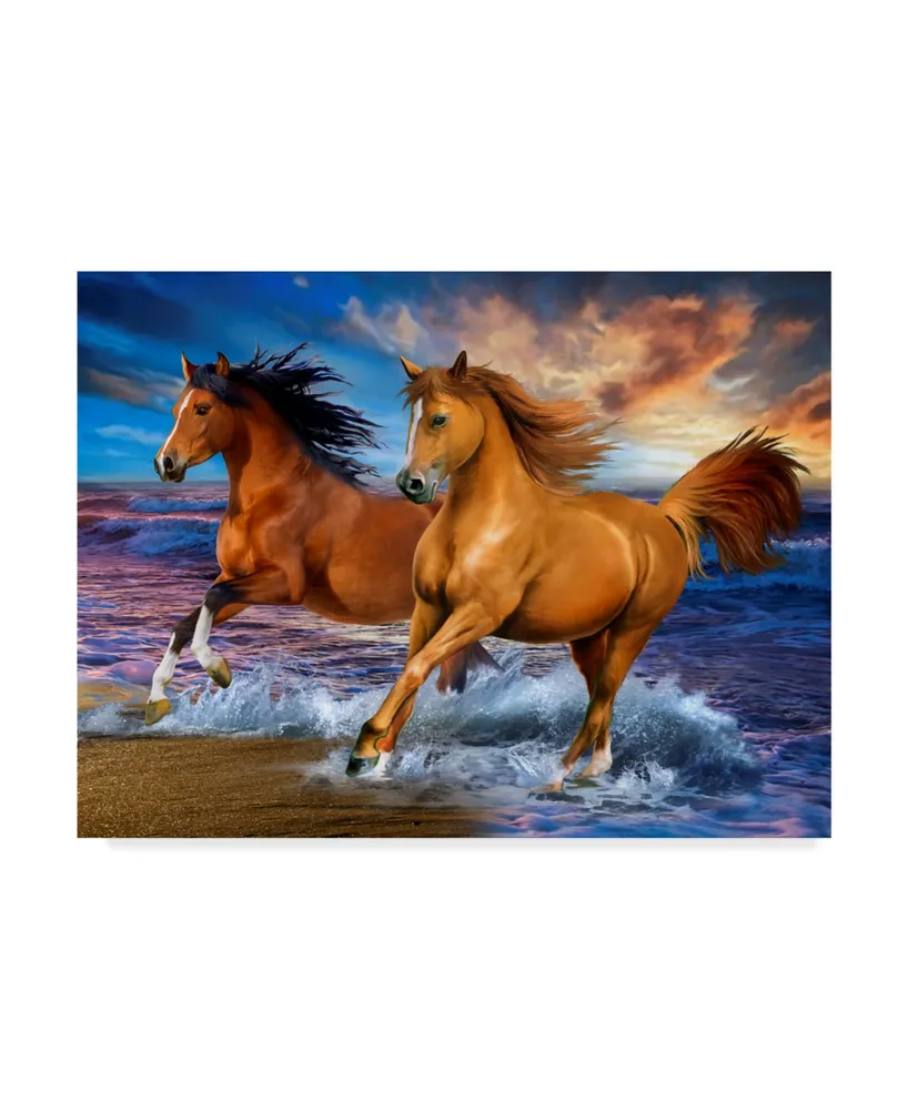 Howard Robinson 'Two Brown Horses' Canvas Art - 32" x 24" x 2"