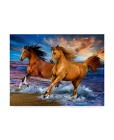 Howard Robinson 'Two Brown Horses' Canvas Art - 32" x 24" x 2"