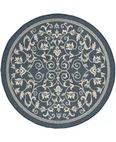 Safavieh Courtyard CY2098 Navy and Beige 5'3" x 5'3" Sisal Weave Round Outdoor Area Rug