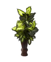 Nearly Natural Golden Dieffenbachia w/ Bamboo Planter