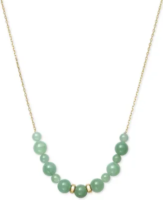 Dyed Jade Beaded 18" Necklace in 14k Gold