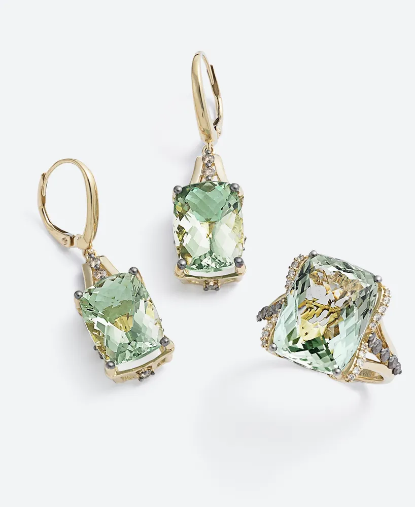 Le Vian Mint Julep Quartz (12-3/8 ct. t.w.) & Diamond (3/8 ct. t.w.) Drop Earrings in 14k Gold