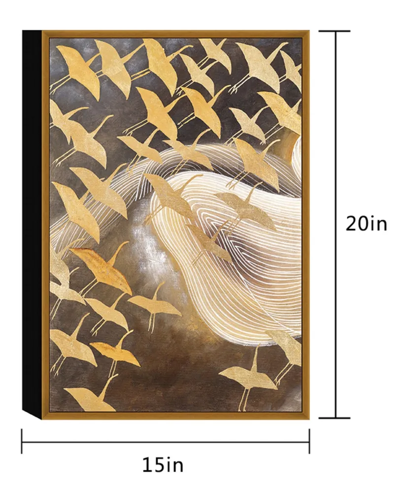 Chic Home Decor Flying Birds 1 Piece Framed Canvas Wall Art Cranes -20" x 15"