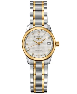 Longines Women's Swiss Automatic Master Diamond Accent 18k Gold and Stainless Steel Bracelet Watch 26mm L21285777