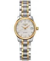 Longines Women's Swiss Automatic Master Diamond Accent 18k Gold and Stainless Steel Bracelet Watch 26mm L21285777