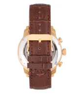 Heritor Automatic Arthur Gold Case, Genuine Brown Leather Watch 45mm