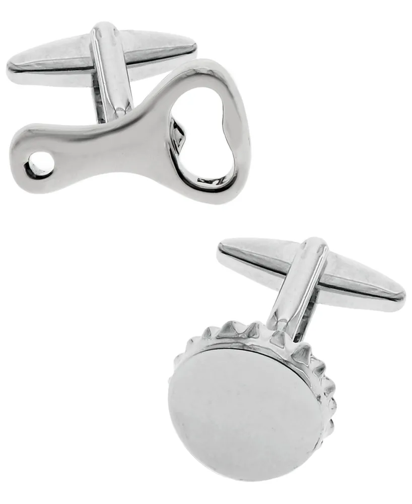 Sutton Silver-Tone Bottle Opener And Cap Cufflinks