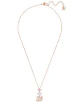 Swarovski Rose Gold-Tone Crystal Iconic Swan Pendant Necklace, 14-7/8" + 2" extender