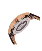 Reign Belfour Automatic Rose Gold Case, Genuine Black Leather Watch 44mm