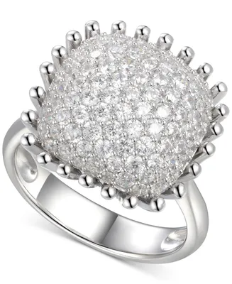 Cubic Zirconia Pave Statement Ring Sterling Silver