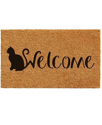 Home & More Feline Welcome Coir/Vinyl Doormat, 17" x 29"