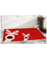 Home & More Peeking Reindeer Coir/Vinyl Doormat, 17" x 29"