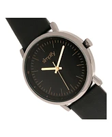 Simplify Quartz The 6200 Black Dial, Genuine Gunmetal Leather Watch 39mm