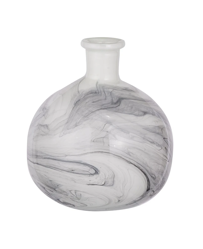 Svirla Round Vase, Black and White Swirl