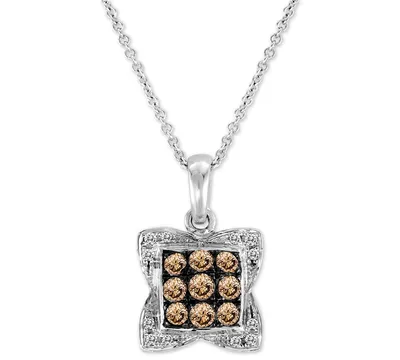 Le Vian Diamond Square Cluster 18" Pendant Necklace (3/8 ct. t.w.) in 14k White Gold