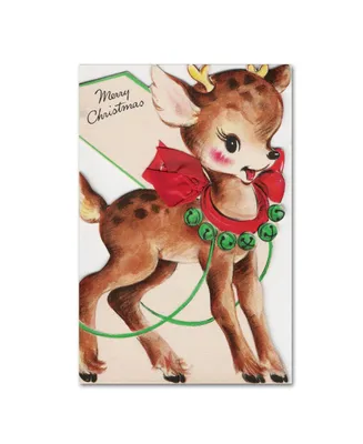 Vintage Apple Collection 'Vintage Xmas Card Deer' Canvas Art - 19" x 12" x 2"