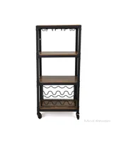 Mind Reader 4 Tier Wood and Metal Cart with Wine Rack