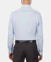 Men's Slim-Fit Non-Iron Performance Stretch Blue Check Dress Shirt