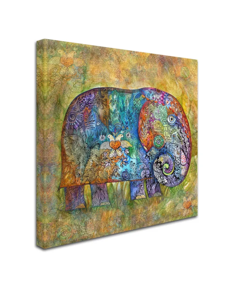 Oxana Ziaka 'Runes Elephant' Canvas Art - 35" x 35" x 2"