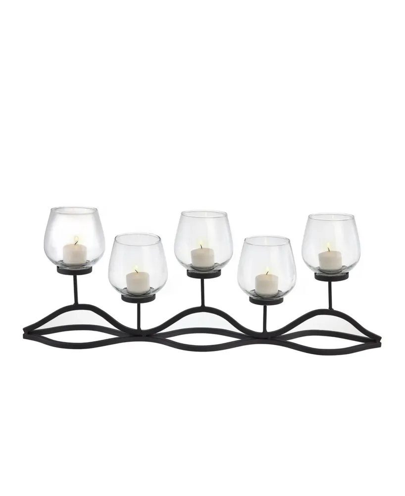 Danya B. Wavy Iron and Glass Hurricane Candleholder