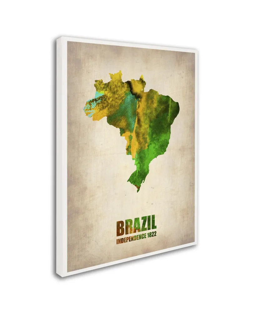 Naxart 'Brazil Watercolor Map' Canvas Art - 24" x 32" x 2"